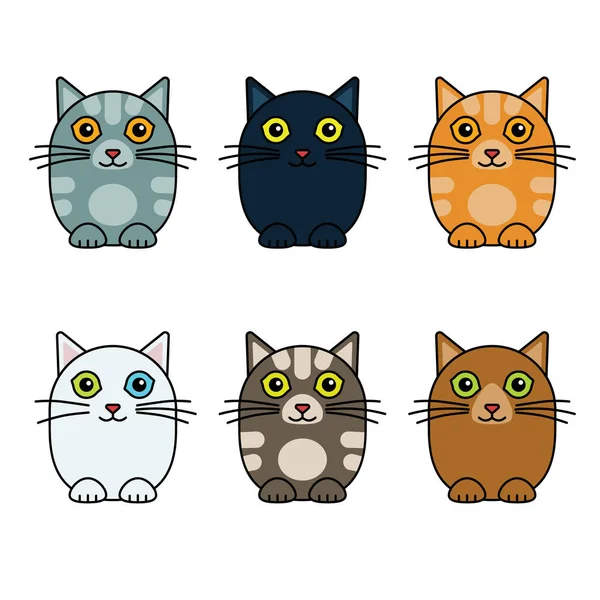 六可爱的向量猫 — 图库矢量图片