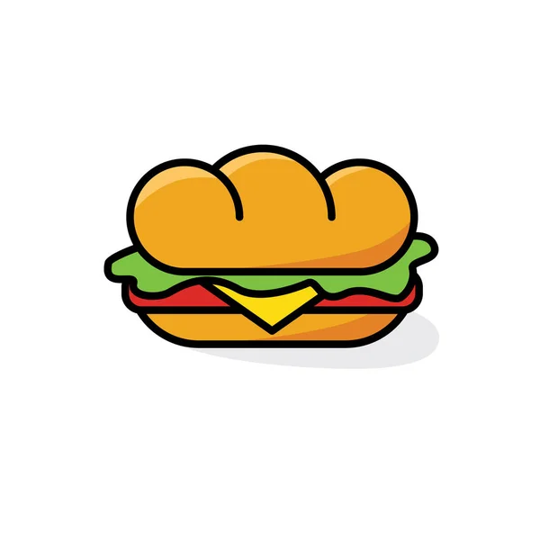 Sandwich con queso y lechuga — Vector de stock