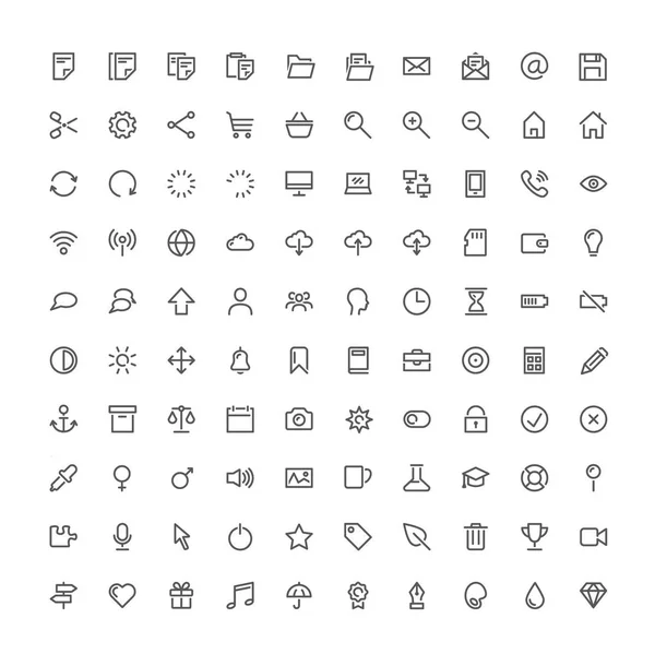 Cent icônes vectorielles de base — Image vectorielle