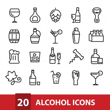 alkol vektör simgeler koleksiyonu