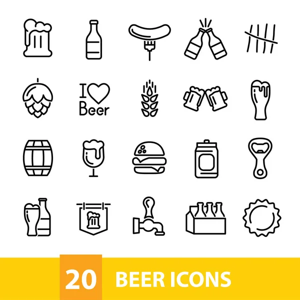 Coleção de ícones vetoriais de cerveja — Vetor de Stock