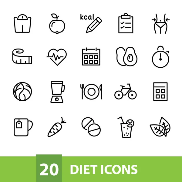 Dieta vector iconos colección — Vector de stock