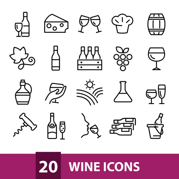 Kolekcja ikony wektor wino — Wektor stockowy