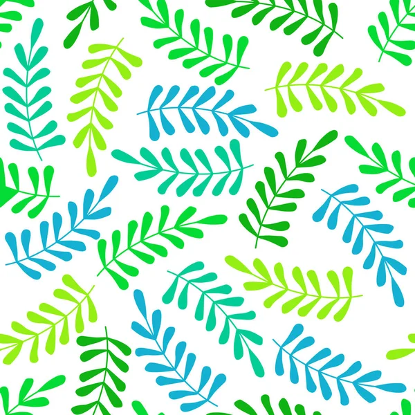 Seamless pattern with green and blue leaves — Stock Vector