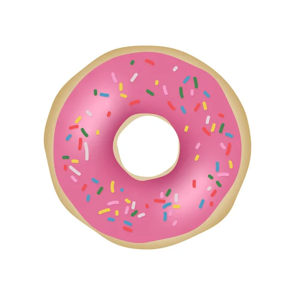 Vector donut with pink glaze — Stock Vector