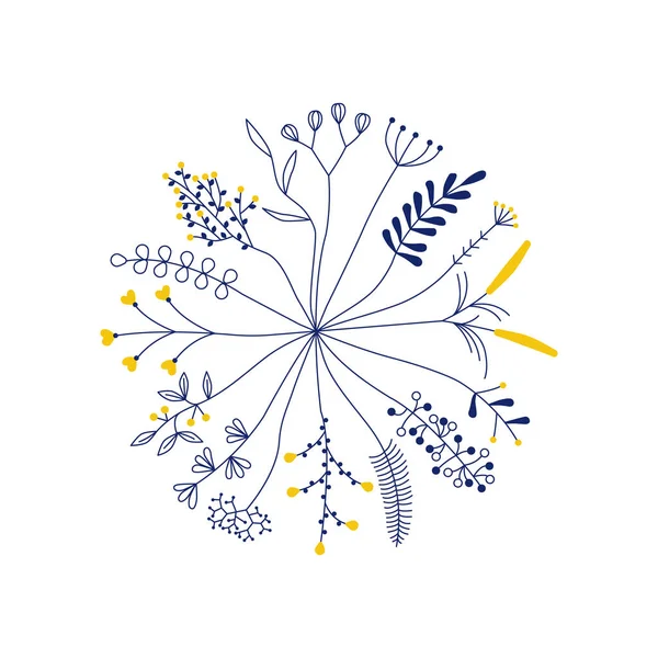 Verschillende bloemen in de vorm van cirkel — Stockvector