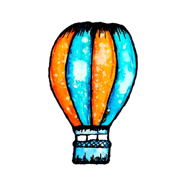 Vector watercolor hot air balloon — Stock Vector