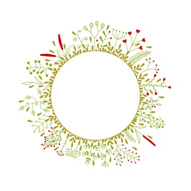 güzel çiçekli yuvarlak çerçeve