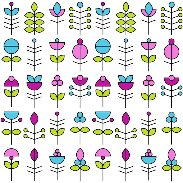 Vector abstract flowers seamless pattern — Stock Vector