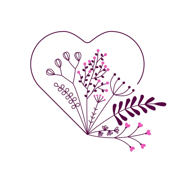 Güzel çiçekli vektör kalp — Stok Vektör