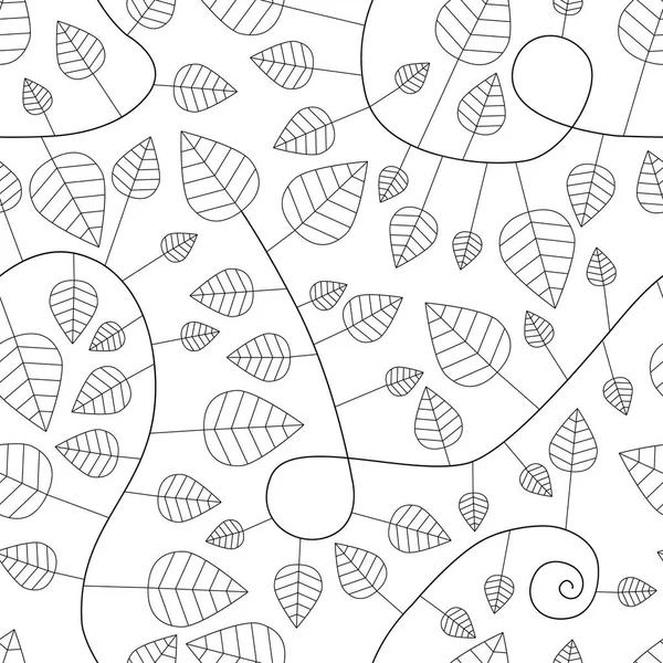 Seamless pattern with leaves and curves — Stock Vector
