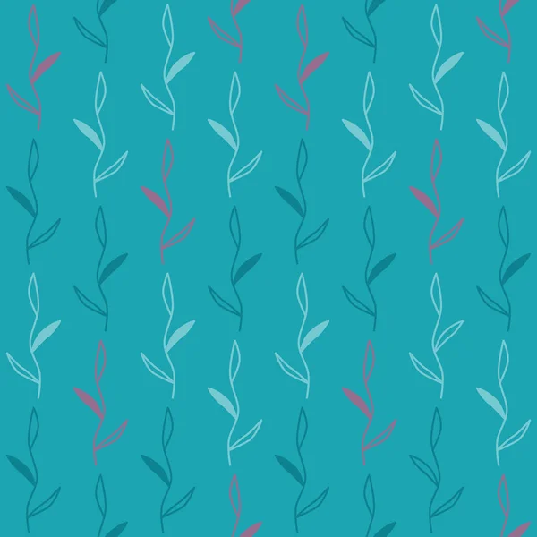 Motif sans couture bleu avec des feuilles — Image vectorielle