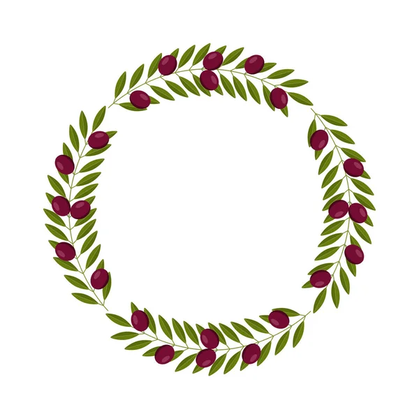 Vector wreath with black olives and leaves — Stock Vector