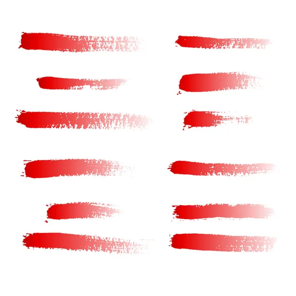 Collection of red grunge brushes — Stock Vector