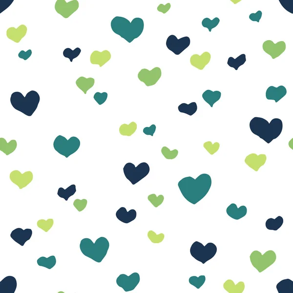 Patrón sin costuras con corazones verdes — Vector de stock