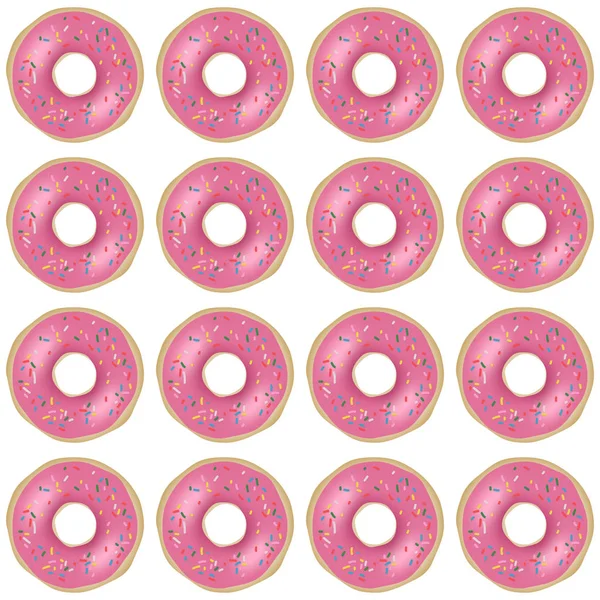 Vetor rosa donut sem costura padrão —  Vetores de Stock