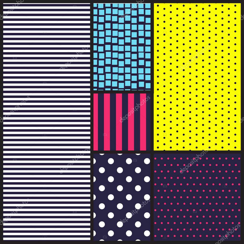 Set of seamless patterns in pop-art 