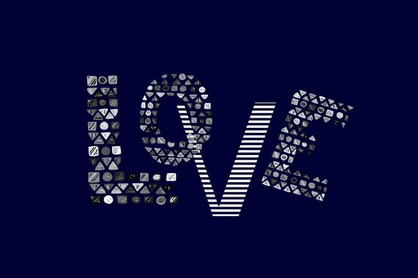 Vektor Doodle Love Slovo — Stockový vektor