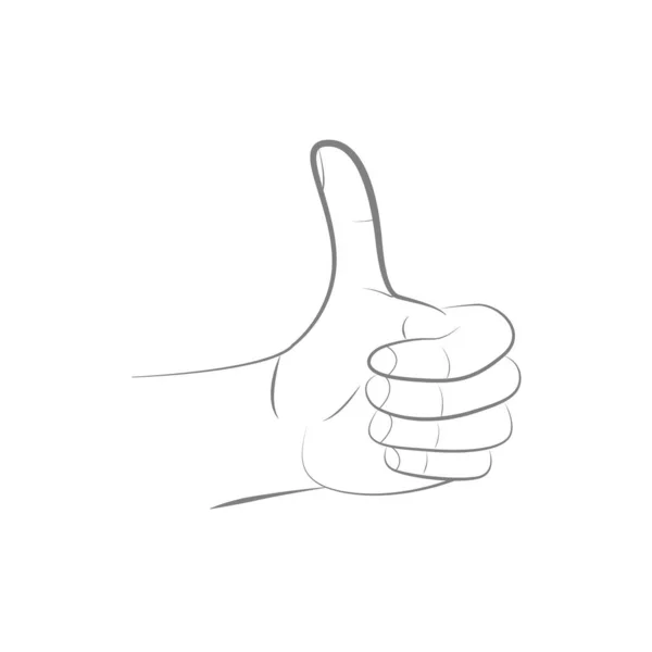 Thumbs up vector gesture illustration. Doodle drawing — Stock Vector