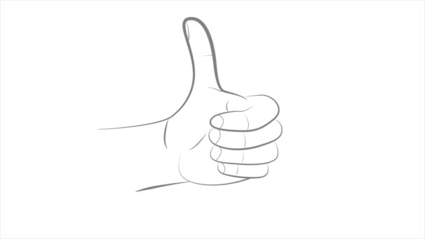 Палец 1-5 забивает клипарт. Рука нарисована на белом фоне — стоковое видео