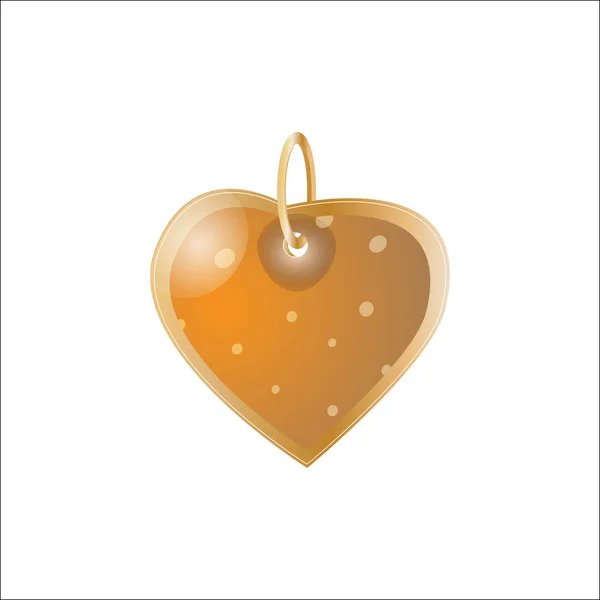 Turuncu kalp kolyesi. Altın zincir. Sevgililer Günü hediyesi — Stok Vektör