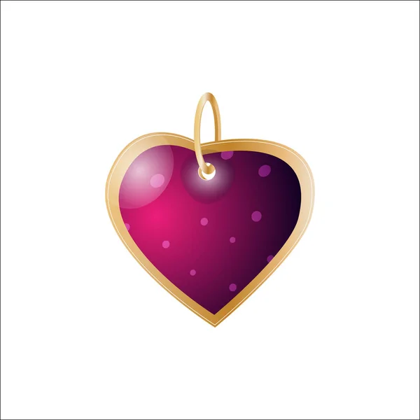 Roze harthanger. Gouden ketting. Valentijnskado — Stockvector