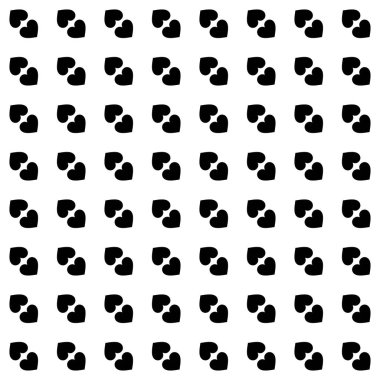 Vector seamless texture. White background and black hearts. Repeatable pattern