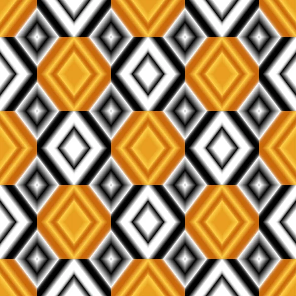 Fondo colorido sin costuras. Textura colorida de rombos degradados. Colores negro, blanco y amarillo — Vector de stock