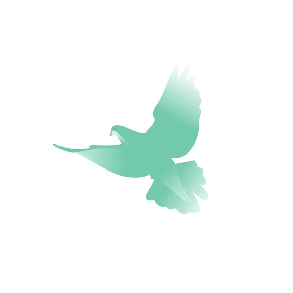 Blaue Silhouette einer Taube auf weißem Hintergrund. Zeichen für Liebe und Frieden. — Stockvektor