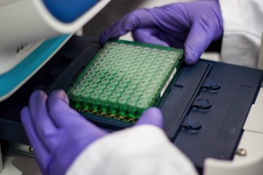 Bilim adamı ya da araştırmacı veya doktora öğrenci fla Dna örnekleri al