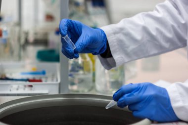 Araştırmacı veya bir biotechnolog çalışan bilim adamı ya da doktora öğrencisi
