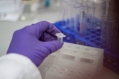 Modern bilim adamı Biyoteknolojik laboratuvar donatımı içinde çalışma