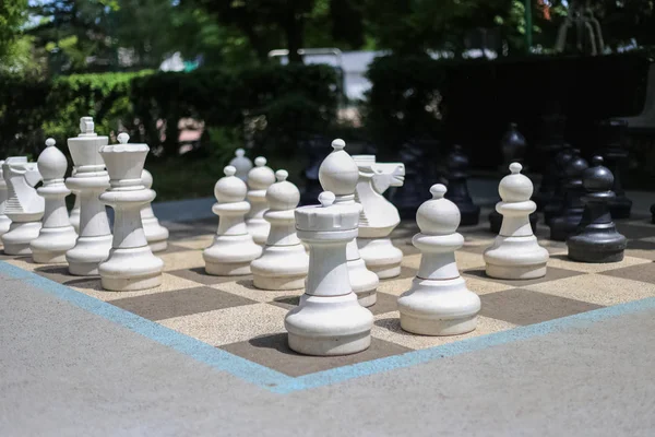 Стратегическая игра в шахматы, игроки думают, что ход d — стоковое фото