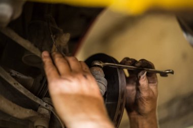 Araba Fren diski bir anlamı yok, mekanik denetler olmadığını görmek için canım