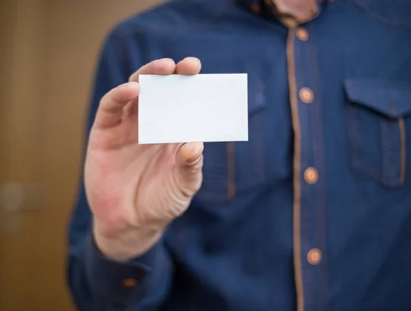 Bank card, business card, businessman holds card in hand, financ