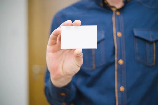 Bank card, business card, businessman holds card in hand, financ