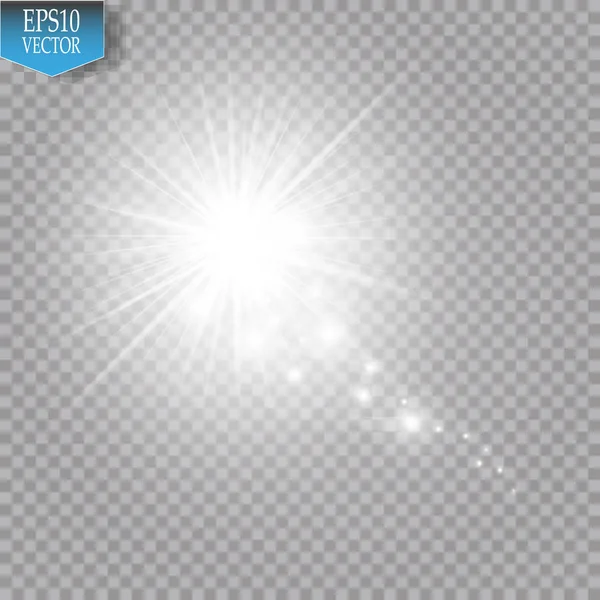 Illustration abstraite vectorielle à paillettes blanches. Piste de poussière d'étoile blanche particules scintillantes isolées sur fond transparent. Concepteur magique — Image vectorielle