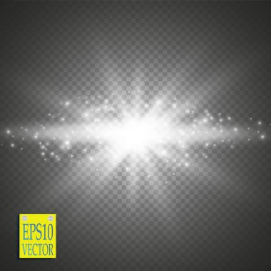 Yıldız tozu pırıltılı beyaz köpüklü parçacıklar şeffaf arka plan üzerinde iz. Uzay kuyruklu yıldız kuyruk.