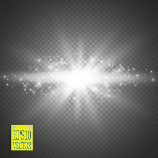 Λευκό αστραφτερό αστέρι σκόνη trail αφρώδη σωματίδια σε διαφανές φόντο. Ουρά του κομήτη χώρο. — Διανυσματικό Αρχείο