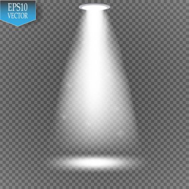 Saydam arka plan üzerinde vektör projektör. Işık efekti