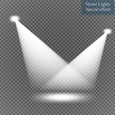 Saydam arka plan üzerinde vektör projektör. Işık efekti