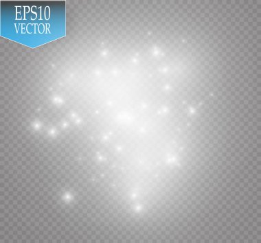 Vektör beyaz glitter dalga çizim. Beyaz yıldız tozu trail köpüklü parçacıkları üzerinde şeffaf arka plan izole.