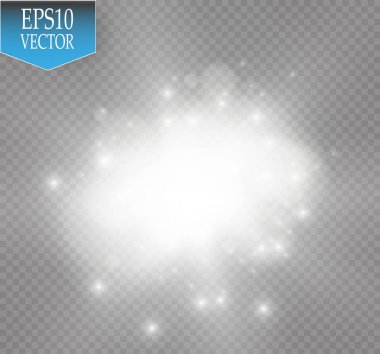 Vektör beyaz glitter dalga çizim. Beyaz yıldız tozu trail köpüklü parçacıkları üzerinde şeffaf arka plan izole.