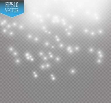 Parlama ışık efekti. Işıltılı toz bulutu. Vektör çizim. Noel