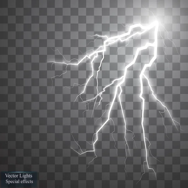 Blitzschlag. Gewitter und Blitze. Magie und helle Lichteffekte. — Stockvektor