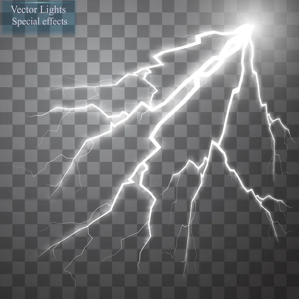 Blitzschlag. Gewitter und Blitze. Magie und helle Lichteffekte. — Stockvektor