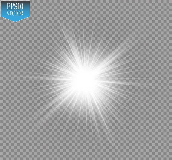 Lichteffekt. Starburst mit Funkeln auf transparentem Hintergrund. Vektorillustration. — Stockvektor