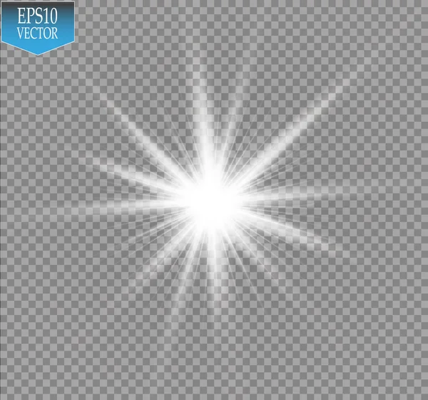 Effetto luce. Starburst con scintille su sfondo trasparente. Illustrazione vettoriale . — Vettoriale Stock