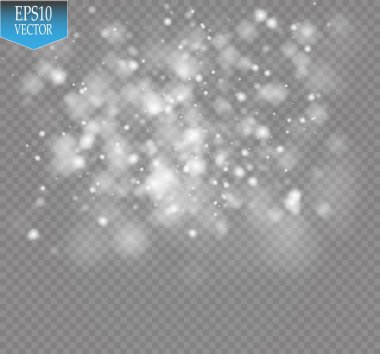 Parlama ışık efekti. Işıltılı toz bulutu. Vektör çizim. Noel