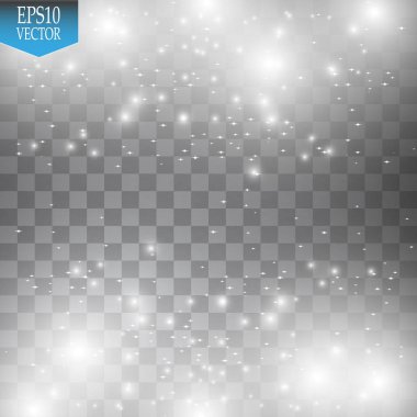 Parlama ışık efekti. Işıltılı toz bulutu. Vektör çizim. Noel